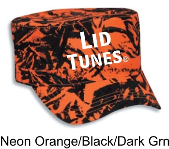 Lid Tunes Neon Orange Military Style Camo Cap